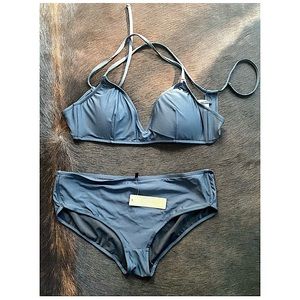 J. Crew navy swim top and bottom set, M/L